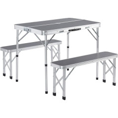 CASARIA® sulankstomas stalas Atsparus oro sąlygoms Reguliuojamas aukščio stovyklavimo stalas su suolais Sodo stalas Sulankstomas stalas 120 x 60 cm sulankstomas Lengvai transportuojamas 4 žmonėms