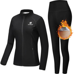 HOTSUIT Saunos pirties kostiumas Moteriškas pirties kostiumas Moteriškas lieknėjimo kostiumas su kompresiniu švarkeliu ir elastingomis pirties kelnėmis, skirtas fitnesui sporto salėje, juodas (S-5XL)