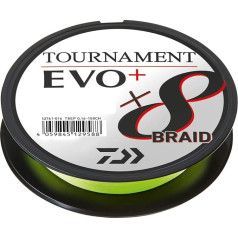 Daiwa Tournament x8 Braid EVO+ 0,10 mm, 6,7 kg/14,7 lbs, 135 m, Chartreuse, pintas meškerykotis, 12761-010