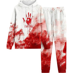 Tracksuit Moterų Hoodie ir bėgimo kelnės, Hoodie kostiumas siaubas su kruvinu spausdinimo Jogging Bottoms rinkinys 2 Hooded Sweatsuit laisvas atsitiktinis laisvalaikio kostiumas madingas 2024 Sportinė apranga Jogger