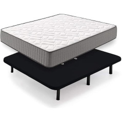 Hogar24 Hogar 24 HS14 viskoelastinis čiužinys + minkštas pagrindas juodas su kojelėmis 135 x 190 cm
