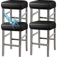 ‎Anwuchen ANWUCHEN 4 Pack stačiakampis Stretch vandeniui atsparus PU stačiakampis Bar Stool apima elastingas nuimamas Counter Stool apima su guminėmis juostomis medinių metalinių baro kėdžių juoda