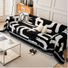 ‎Dreamingo DREAMINGO Estetiškas sofos užvalkalas, abstraktus, dryžuotas, sofos užvalkalas 3 pagalvėlėms, sofa, skalbiamas, sofos užvalkalas, skalbiamas, 3 vietų sofos apsauga, šenilas, sofos užvalkalas šunims, 180,3 x 340,4 cm