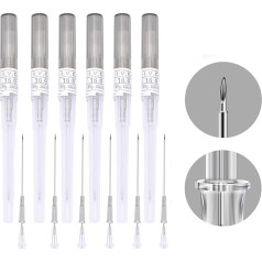 NIUSIMAN Piercing Adata, 10 mišrių IV kateterio dyglių 14G 16G 18G 20G ir 22G kateterio adatų pakuotė Ausies nosies dyglių adatos Tuščiavidurės adatos lūpų liežuvio pilvo spenių kremzlei