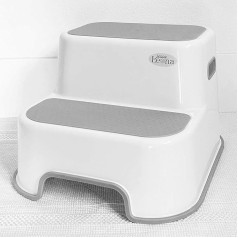 Platesnė taburetė su 2 laipteliais vaikams | Mažylių taburetė, skirta mokytis naudotis puoduku ir vonios kambaryje ar virtuvėje | BPA Free Strong Soft Grip Steps for Comfort and Safety (1