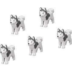 LEGO minifigūrėlė - Arkties Sibiro haskių veislės šuo Gyvūnas (5 vnt. rogių komandai) Naminis šuniukas Palaidas