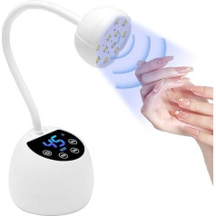 CGBE mini UV lempa nagams su išmaniuoju automatiniu jutikliu ir LCD ekranu, 12 LED karoliukų mini lempa geliniams nagams su 4 režimais, 36 W nešiojama maža nagų džiovintuvė, tinkama salonams ir namams