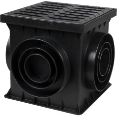 Kiemo kanalizacijos įleidimo šachta Kiemo kriauklių dėžutė A15-1.5T -B125, 12, 5T klasės 250 x 250 x 250 mm (juoda su plastikinėmis grotelėmis)