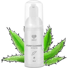 LOVELY blakstienų šampūnas blakstienų priauginimui - Aloe Vera aromatas - 50 ml | Blakstienų valymo putos be aliejaus | Švelnus blakstienų ir veido valiklis | Makiažo šalinimo šampūnas priauginamoms blakstienoms