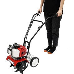 MBUYI benzininis sodo kultivatorius, 52CC 2 taktų vejos dirvos kultivatorius, dirvos purenimo motoblokas, lengvas, kompaktiškas, 3-10 cm dirbimo gylis