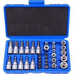 34-teiliges Set aus Chrom-Vanadium-Stahl, Auto-Reparatur-Handwerkzeuge, Druck-Chargenhülsen-Set, professionelles Steckschlüssel-Set für Autos, Motorräder und mechanische Anwendungen