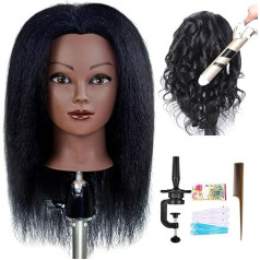 ISHOT Manekenas Kopf 100% Echthaar Puppenkopf Schönheit Schule Haar Praxis Kopf Friseur Training Kopf Manikin Cosmetologie