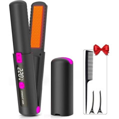 Mini plaukų tiesintuvas belaidis 2 in 1 tiesintuvas garbanojimui ir tiesinimui, mini plaukų tiesintuvas su USB įkraunama baterija, reguliuojama temperatūra 160°C - 220°C, LCD ekranas, kelioninis tiesintuvas