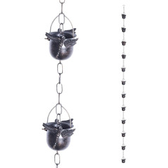 TZSSP Regenkette, Kupfer-Regenketten, 12 Tassen, 2,4 m Dachrinnenkette, verstellbare Regenfangkette für Outdoor-Gartendekoration, Ersatz-Fallrohr für Dachrinnen, Libelle