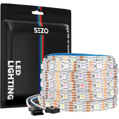 SEZO WS2815 LED juosta SPI RGB (atnaujinta WS2812B) DC12V 5M 60LEDs/m Dimmable Individualiai adresuojama LED juosta 5050SMD Dvigubo signalo šviesos juosta IP30 Ne vandeniui atsparus 