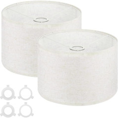 PATIKIL būgno gaubtai stalinėms lemputėms 12 x 12 x 8 colių lininis gaubtas 2 lengvai surenkamų gaubtų rinkinys su E27 į E26/E14 adapteriu naktinėms lemputėms Linas (1,65 colio voras)