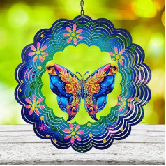 Windspiel für den Außenbereich, Schmetterling, 30,5 cm, 3D-Edelstahl, zum Aufhängen, Windspiel aus Metall für Hof und Garten, Frühlingssommer-Dekoration