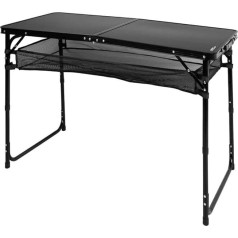 AKTIVE 63089 sulankstomas stalas, juodas, 120 x 60 x 60/70 cm, reguliuojamas aukštis, neslystančios kojelės, 30 kg keliamoji galia, nešiojimo rankena, su nuimamu tinkleliu, paplūdimys, sodas
