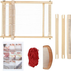 JMIATRY Audimo staklių rinkinys suaugusiesiems ir vaikams, 40 x 30 cm, medinių staklių rinkinys su reguliavimo strypu, medinėmis šukomis, 2 peteliškėmis ir siūlais