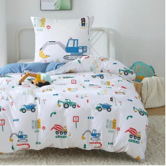Fekohipy Patalynė 135 x 200 cm Boys Digger Vaikų patalynė Mėlyna 3D spauda 