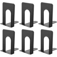 Yugge Metalinės knygų atramos Universal Non Slip Heavy Duty Bookends lentynoms Biblioteka Virtuvė Namų Klasė Mokykla Biuras 6.8 x 4.7 colių 3 poros/6 pakuotė Juoda