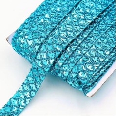 Lomjuytg 5 jardų mėlyna Sequin juostelė 7/8 colių Braid Braid neelastingas blizgučių juostelė amatams, siuvimui, papuošalai