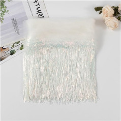 GIJMZY Fringe Trim Lace 30 cm Leaf Sequins Fringe Lace Tassel Trim Stage Latin Dance Beads Row Dress Curtain Ornaments Hanging Flower (balta, 10 jardų)