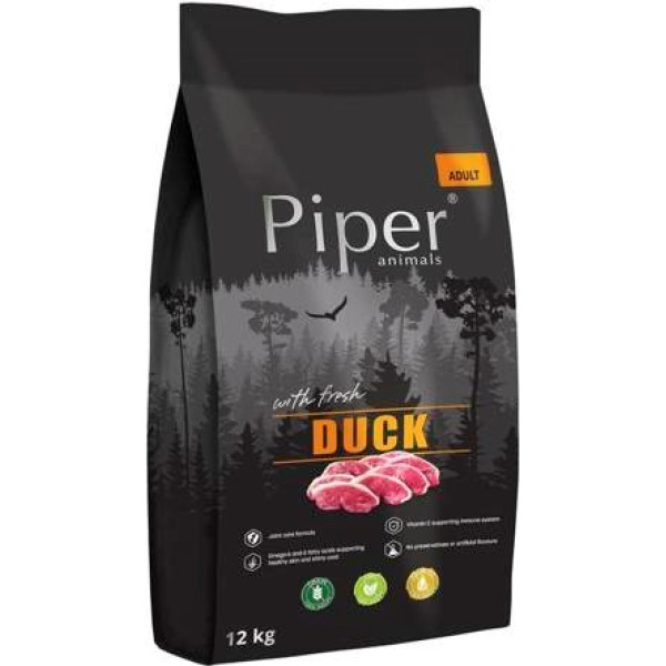 piper animals with duck - sausas maistas šunims - 12 kg
