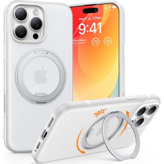 TORRAS 360° Ostand OFitness for iPhone 15 Pro Max Case for MagSafe [Lankstus stovas ir Nr. 1 magnetinė jėga bei sertifikuota karinė apsauga] iPhone 15 Pro Max Case White