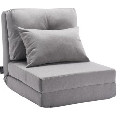 VEVOR sulankstoma grindų sofa-lova, 5 kryptimis reguliuojama sulankstoma minkšta sofa su reguliuojamu atlošu ir pagalvėlėmis, sulankstoma sofa svetainei ir miegamajam, pilka
