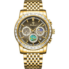 OIDEA Armbanduhr aus Edelstahl: Herren-Armbanduhr, abnehmbar, Analog, Quarz, 3 ATM, wasserdicht, Serie Vincent Van Gogh, einfacher Stil, mit Leuchtzeigern für Tag und Datum - Geschenk zum Geburtstag