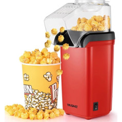 YASHE Popcorn Machine, 1200 W karšto oro popkornų gaminimo aparatas, elektrinis popkornų gaminimo aparatas, valdomas vienu prisilietimu, 2 minutės, sveikas, be riebalų ir aliejaus, raudonos spalvos