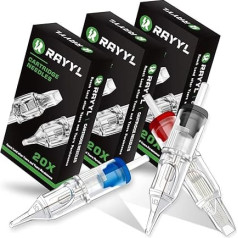 Tatuiruočių adatos, Rayyl Pack of 60 tatuiruočių adatų rinkinys mišrus dydis 1203RL 1205RL 1207RL 1205RS 1207RS 1207RS 1209RM tatuiruočių kasetės adata tatuiruočių menininkams