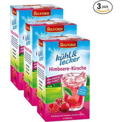 Milford Cool & Delicious Raspberry Cherry 20 arbatos maišelių, 3 vnt.
