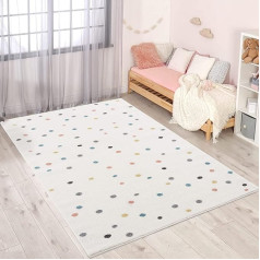 kilimas miestas Vaikų kambario kilimas, kreminiai taškeliai, vaikiškas kilimas, 140 x 200 cm, vaikų žaidimų kilimėlis, kūdikių kambario apdaila