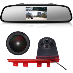 「18 mm objektyvo aukščiausios kokybės atbulinės eigos kamera + 4,3 colių automobilio galinio vaizdo veidrodis」 Stabdžių šviesos automobilio stogo atbulinės eigos kameros pakeitimas, skirtas T5 Multivan T6 Caravelle galinėms durelėms, aukšt
