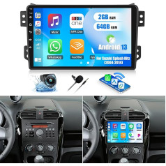 SIXWIN 2+64G Android 13 automobilinis radijas Suzuki Splash Ritz/Opel Agila 2004-2014 su Carplay/Android Car/Mirrorlink, 9 colių jutiklinis ekranas palaiko WiFi/GPS/FM/Bluetooth/SWC+ atbulinės eigos kamera + MIC