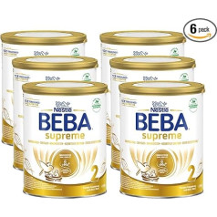 Nestlé BEBA Supreme 2 tolesnio maitinimo formulė: Po 6 mėnesių, milteliai, po maitinimo krūtimi, 6 pakuotės (6 x 800 g)