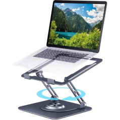 360° kampu besisukantis pagrindas, ergonomiškas aliuminio nešiojamojo kompiuterio stovas stalui, suderinamas su 