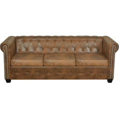 Hetftjn Sofa Mažos sofos ir kušetės Svetainės sofa Kemperio kėdė Chesterfield sofa 3 vietų dirbtinės odos ruda sėdimam kambariui Biuras Viešbučio kambarys Paauglio kambarys