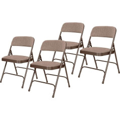 Oef Furnishings Aukštos kokybės paminkštintos dvigubo lanksto sulankstomos kėdės iš legiruoto plieno rudos spalvos