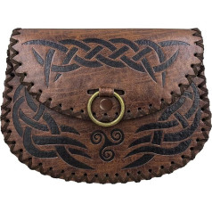 HiiFeuer Vikingų reljefinis diržo krepšys, derliaus viduramžių dirbtinės odos šoninė pakuotė, viduramžių nešiojamas juosmens krepšys LARP Ren Faire, rudas B