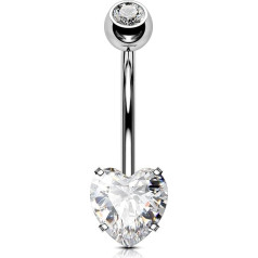 OUFER 14G pilvo mygtuko auskaras Titano širdies auskaras ilgas trumpas CZ brangakmenių rutuliukai Pilvo mygtukas auskaras Navel Bars Sidabro 1,6 mm Navel Ring Moteris Dovanų papuošalai