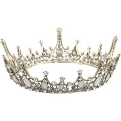 FRCOLOR derliaus vestuvių karališkoji tiara karūna nuotakos blizgučių tiara karūna, skirta vestuvių vestuvių vestuvių grožio konkursui Prom Party (antikvarinė bronza)