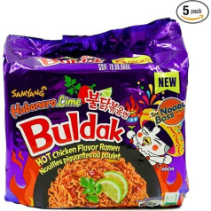 SAMYANG Habanero Chicken Hot Makaronai 5 x 140 g Ramen | Paruošti makaronai Instant Fire Noodles | Labai aštrūs | Ramyun Halal
