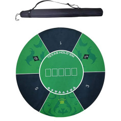 Stalo žaidimo veltinio kilimėlis Poker Top Round Foam Poker Mats for Texas Hold'em Rubber with Shoulder Bag Blue/Green Layout 24