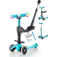 micro™ Mini Micro Deluxe Magic 3-in-1 Reguliuojamas aukštis ir auga kartu su vaiku Originalus vaikiškas paspirtukas nuo 1 metų su LED ratukais, rankena ir sėdyne Berniukai ir mergaitės nuo 1 iki 6 metų