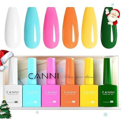 CANNI UV nagų lakas 6 spalvos Baltai mėlyna mėlyna violetinė oranžinė geltona Manikiūro rinkinys Išmirk UV nagų lako rinkinys