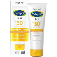 CETAPHIL SUN Liposominis losjonas nuo saulės SPF 30, 200 ml, dermatologinė apsauga nuo saulės sausai ir jautriai odai, momentinė ir labai veiksminga apsauga nuo UVA ir UVB spindulių, itin atsparus vandeniui, be kvapiklių