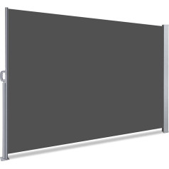 VOUNOT ištraukiama šoninė markizė balkonui, sodui ir terasai, privatumo uždangalas, vėjo skydelis, atsparus vandeniui, apsauga nuo saulės, 140 x 300 cm, pilka
